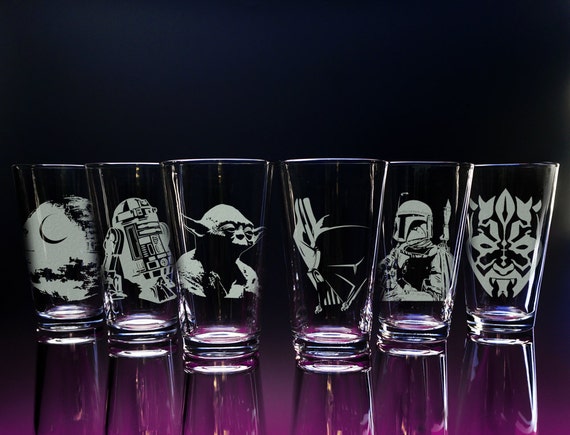 Star Wars Glass Glassware Darth Vader R2D2 Storm Trooper