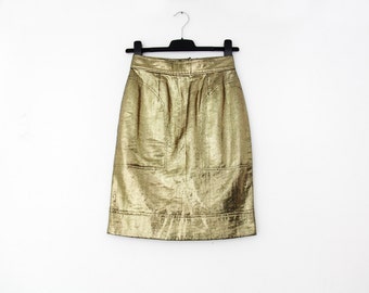 Gold pencil skirt | Etsy
