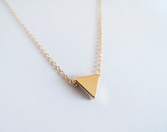 triad gold triangle necklace geometric jewelry / christmas