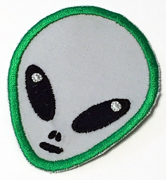 Grey Alien Head Iron-On Patch