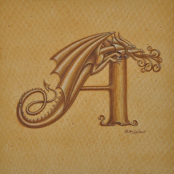 Dragon Letter A an ornate fantasy monogram from the by ZooLN