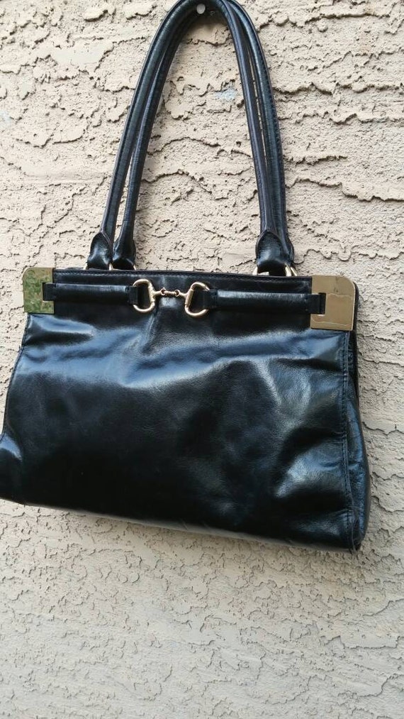 Genuine Black Leather Antonio Melani Shoulder Bag Purse with