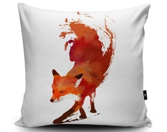 Fox Cushion, Fox Pillow, Foxy Cushion Cover, Animal Cushion, Fox Pillow Case, Red Fox Art, 45cm/60cm, 18inch/23.6inch Faux Suede Cushion