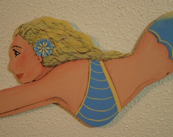 This item is unavailable - Mermaid Wall art hanging hand painted wood Mermaid decor coastal beach  house pool decor nautical wall art
