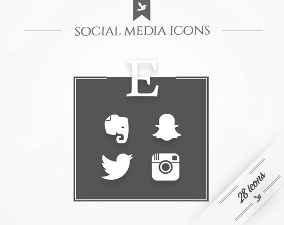 Social Media Icons Minimal White