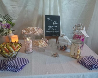 Sweet table, sweet cart, wedding, DIY sweet table, venue hire prop, Mr&Mrs, engagement decoration
