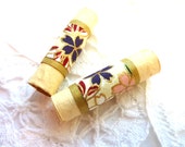 Paper art beads original cream tube beads Handmade Paper Bead - set of 2 Paper art beads original cream tube beads Handmade Paper Bead - set of 2