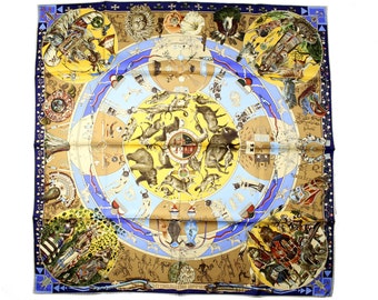 Authentic Hermes Scarf "Les Mythologies des Hommes Rouges" by Kermit Oliver