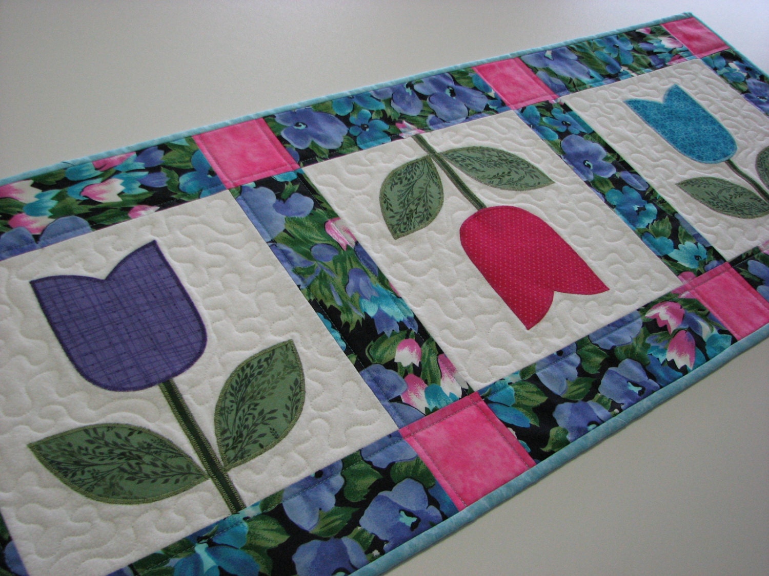 Quilted Table Runner Tulip Table Runner Springtime Table