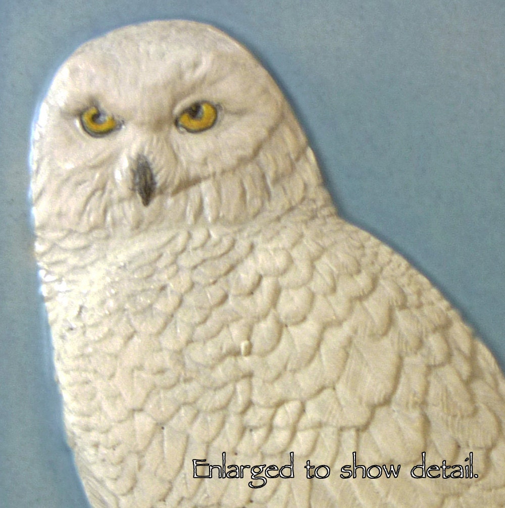 Ceramic decorative tile Snowy Owl 4 x 8 inches