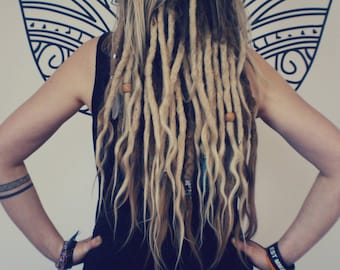 40 Human hair Dreadlocks extensions with loose ends (14''+loose end)
