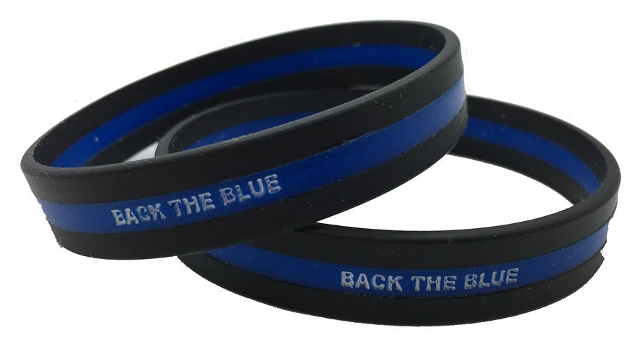 Single Back the Blue Thin Blue Line Wristband SKU: WB18-0001