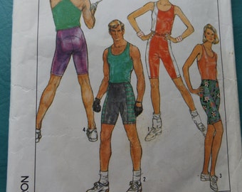 Sherry Holt Design Medium Very Fitted Tank Top and Pull On Shorts Stretch Knits Only Complete Vintage 80s Simplicity Sewing Pattern 8562