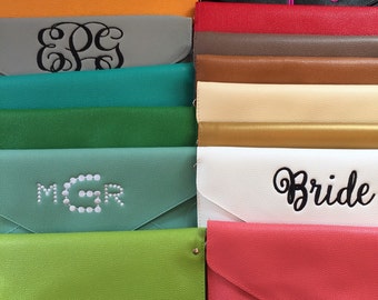 Clutch Purse- Monogrammed Clutch- Personalized evenlope clutch- Bridesmaid gift --Bridal Purse -- SALE--Monogram Clutch