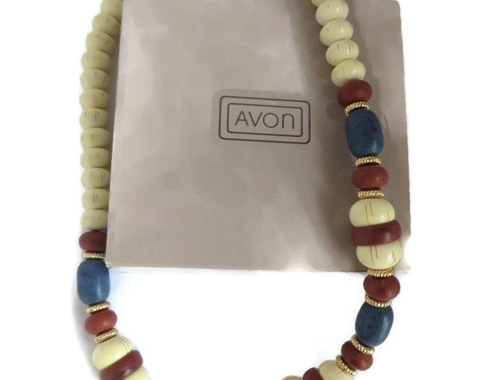 AVON Indian Summer Necklace, Vintage 1980s Beaded Necklace