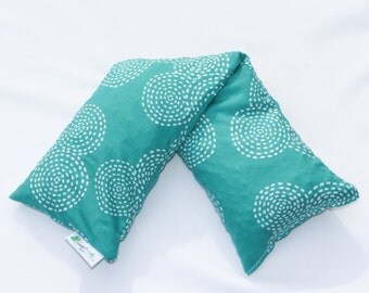 Cherry Pit Heating Pad, Microwavable, Cooling Pad, Cold or Hot Pack, Teal and White, Neck Warmer