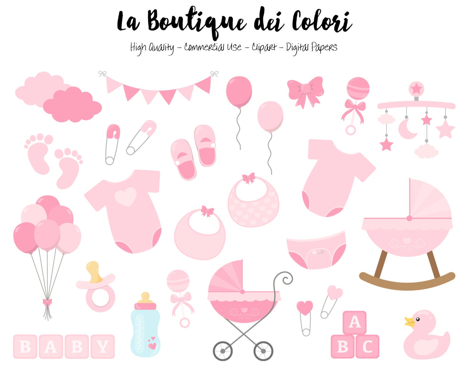 pink baby shower clipart - photo #49