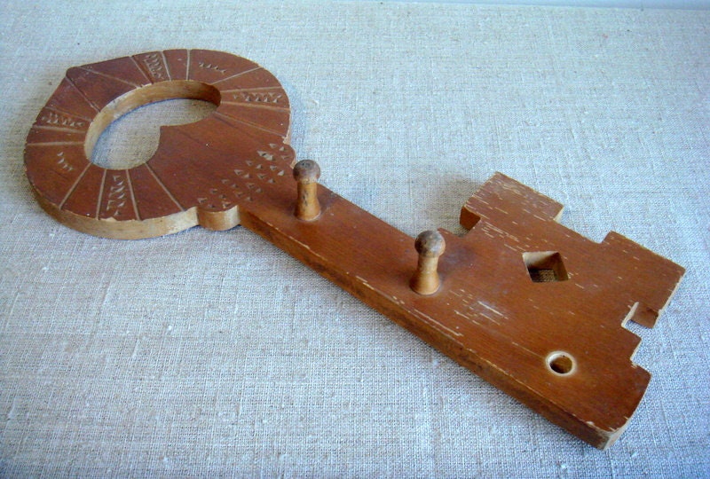 Soviet vintage wood key rack with 2 hooks for keys.Key rack in key ...