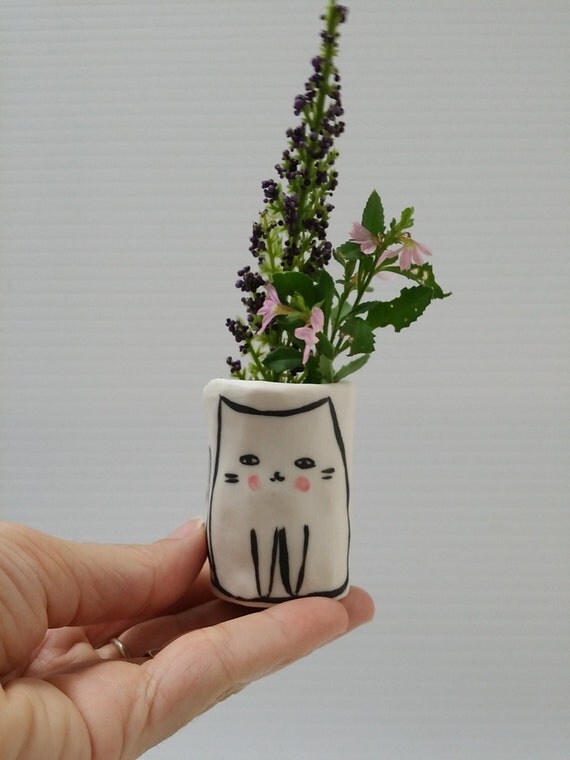 Cat Vase for foraged flowers by GailCCceramics on Etsy