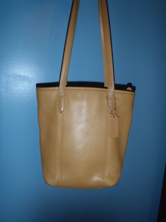 Vintage Coach lunch tote bag camel tan leather