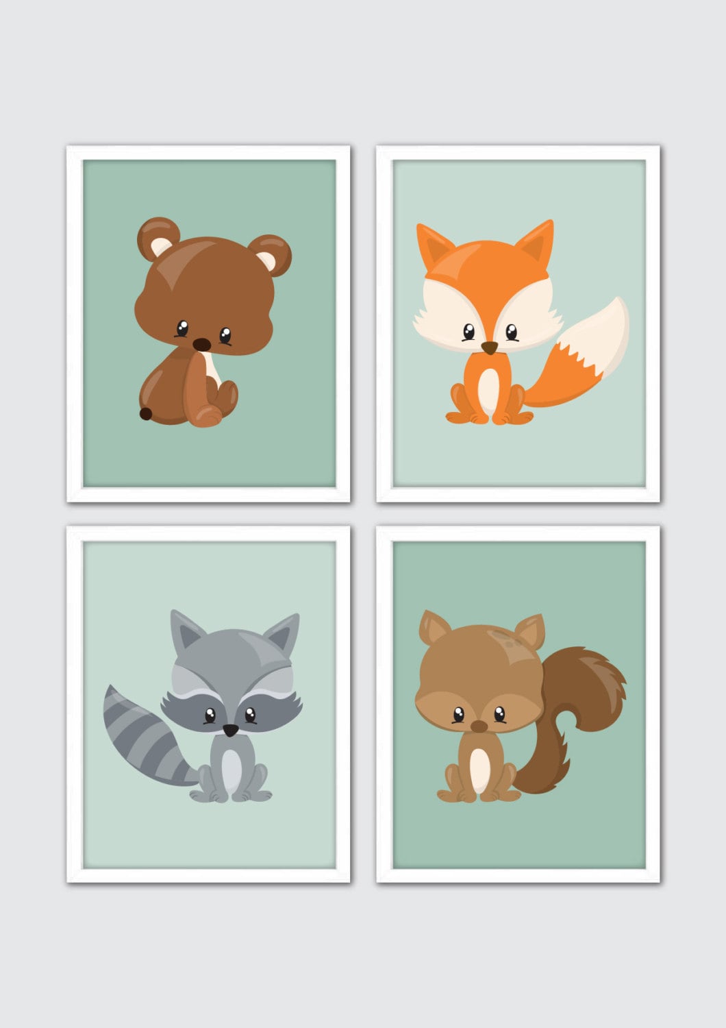 Woodland Animals Nursery Art Woodland Nursery Prints Racoon
