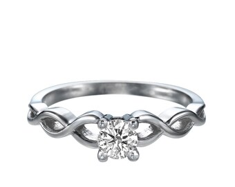 0.30ct White Sapphire Engagement Ring White Gold 14K Braided Round