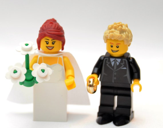 Custom Lego Minifigure Bridal Couple Wedding by DivinityBraid