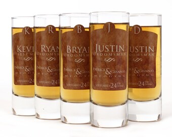 Custom Shot Glass, Groomsmen Shot Glasses, Personalized Shot Glass, Tan Design