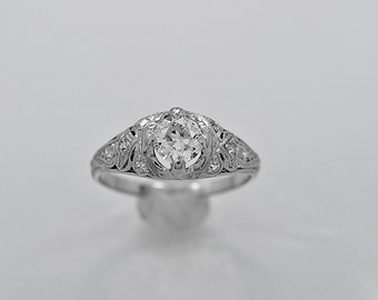 Antique Engagement Ring .45ct. Diamond Platinum Art Deco - J34885