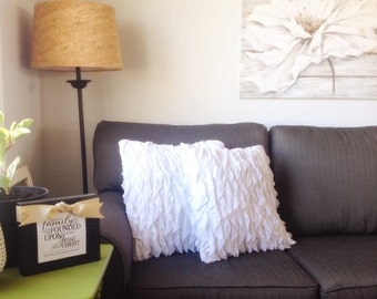 White Ruffle Pillow Cover
