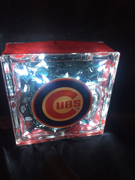 Chicago Cubs Glass Block Unique Gift By the Bar by BMHCreations