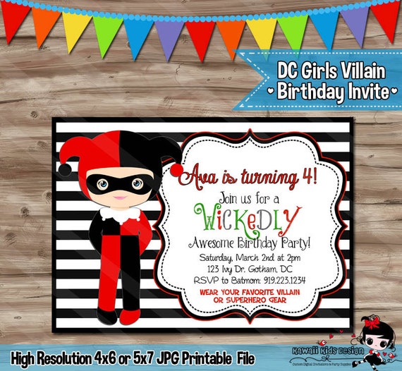 Harley Quinn Birthday Invitations 9