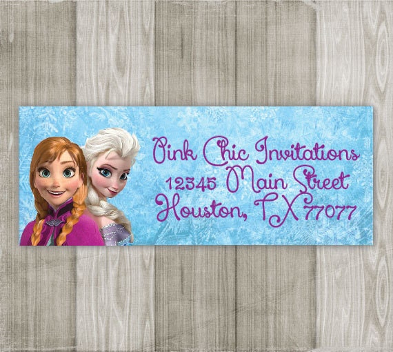 Disney Frozen Anna & Elsa Return Address by PinkChicInvitations