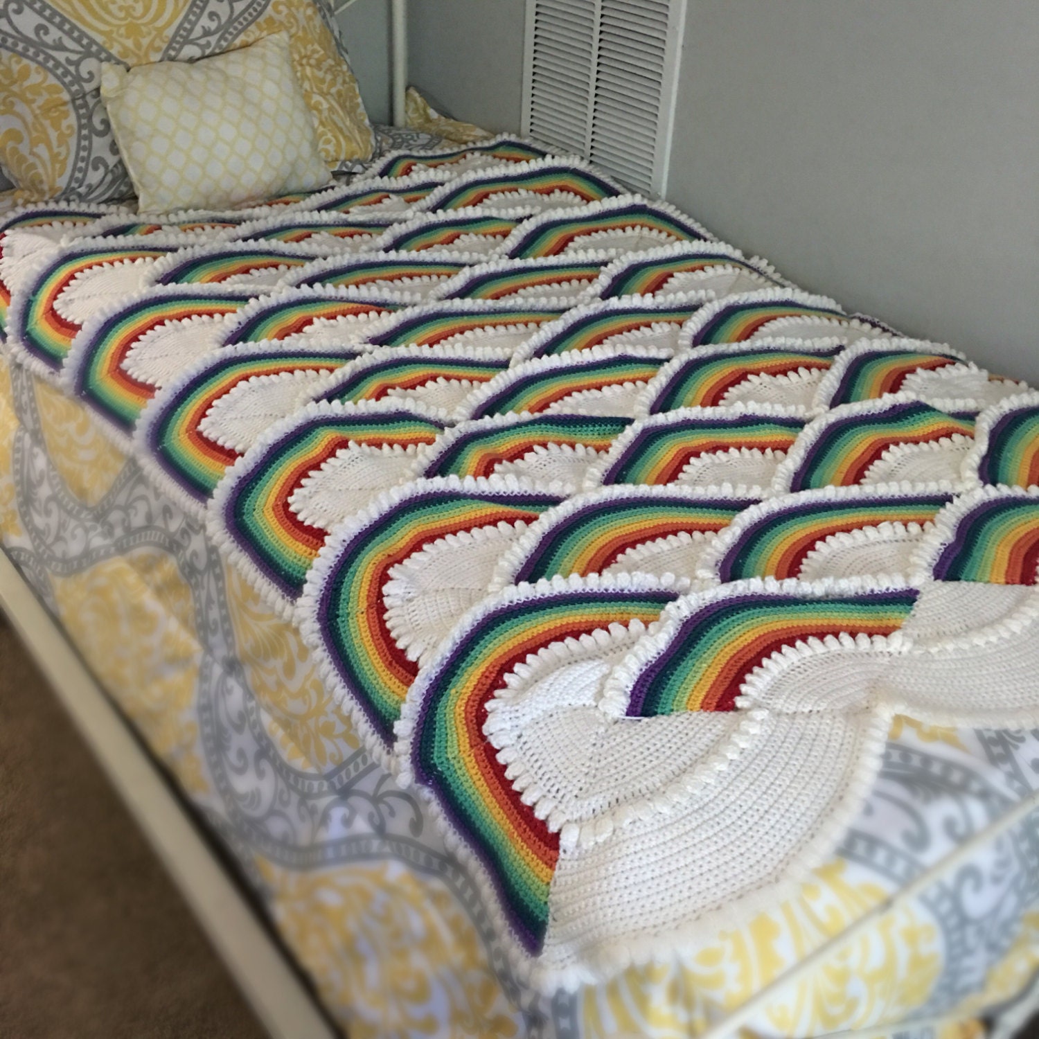 Crochet Rainbow Cloud blanket