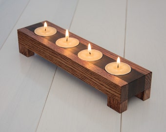 Wood candle holder. Tea light candle holder. Home decor. Reclaimed wood. Home accents. Modern. Minimalist. Wooden candles holders.
