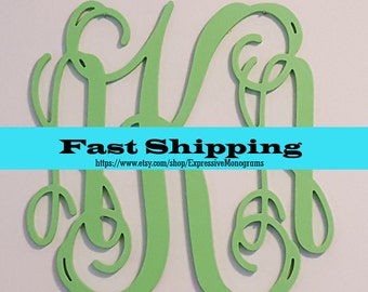 Painted Wooden Monogram - Wooden Monogram Wall Hanging - Nursery Decor - Wedding Decor - Monogram Door Hanger