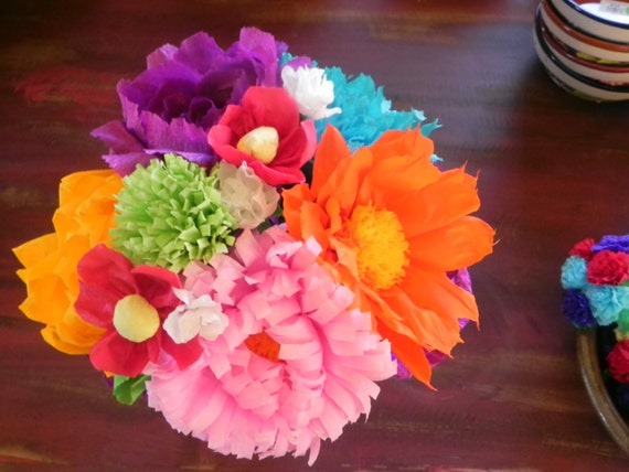 Large Bouquet Mexican crepe paper flowers Multicolor