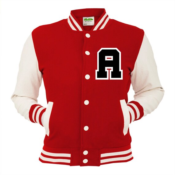 Personalised Red Varsity Jacket with Black Letter and White