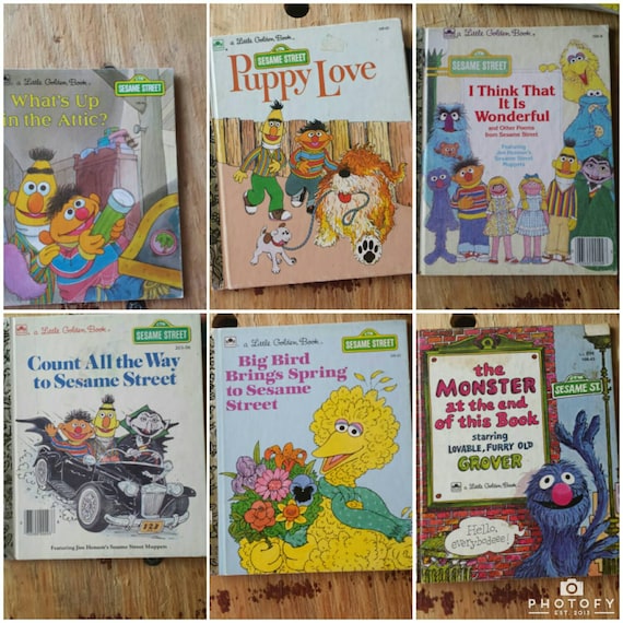 Vintage LOT of 6 Little Golden Books Sesame Street