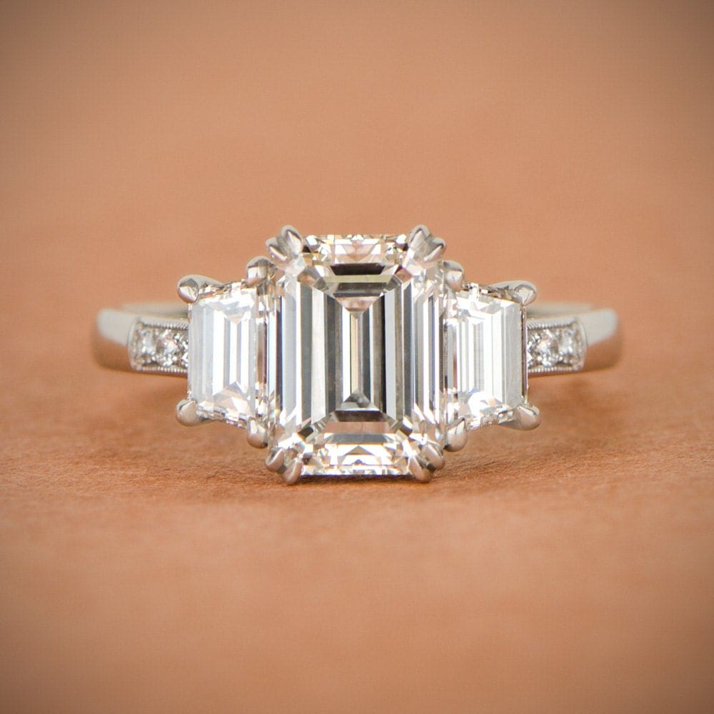 Vintage Emerald Cut Diamond Ring Certified By The Gia