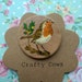 SALE Handmade Vintage robin red breast brooch Handmade wooden Christmas Robin badge Christmas gift robin accessory