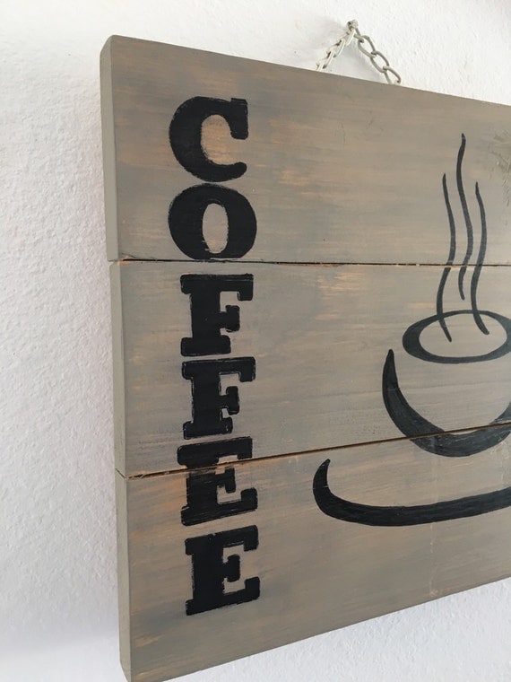 Coffee sign wooden coffee sign coffee decor kitchen by PeavyPieces
