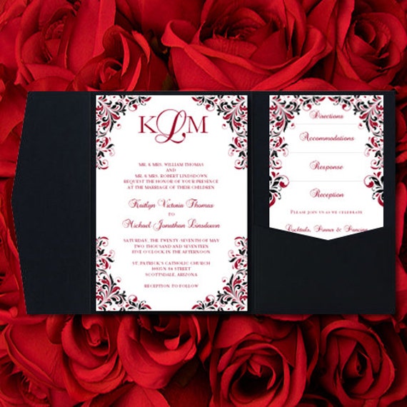 Wedding Invitations For A Red And Black Wedding 9
