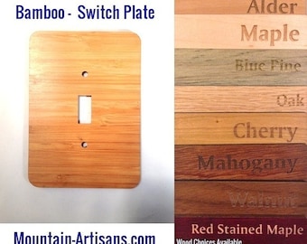 Bamboo Single LIGHT SWITCH Plate single Cover -Bamboo plain wood lightswitch wooden engraved customized home decor