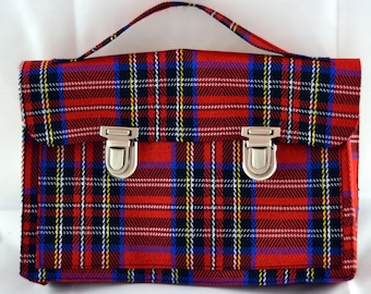 Pochette mini cartable écossais