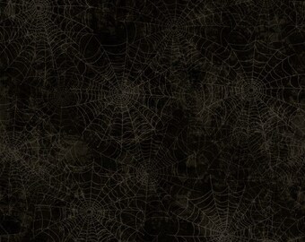 Come Sit A Spell Spider Webs on Black from Wilmington Prints