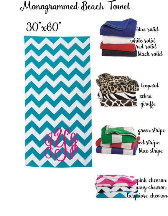 monogrammed towel monogrammed beach towel personalized