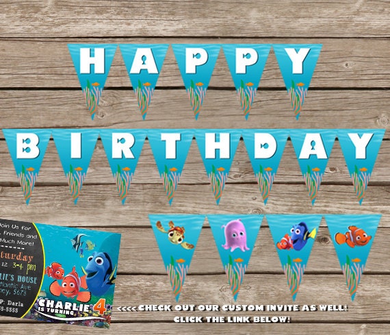 Finding Nemo Banner Finding Nemo Birthday Party Banner