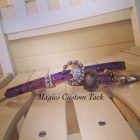 Purple Floral Leather Wither Straps Horse Tack