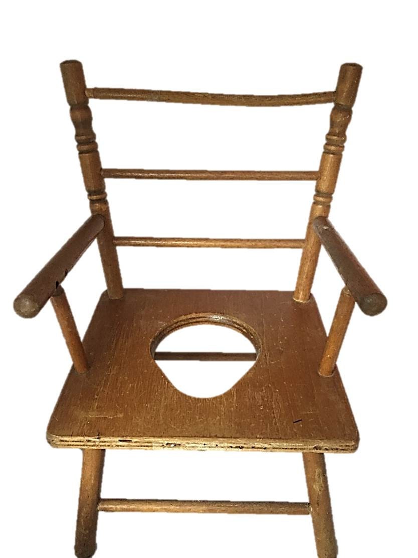 Antique Wooden Potty Chair Toy High Chair by DerBayzVintage